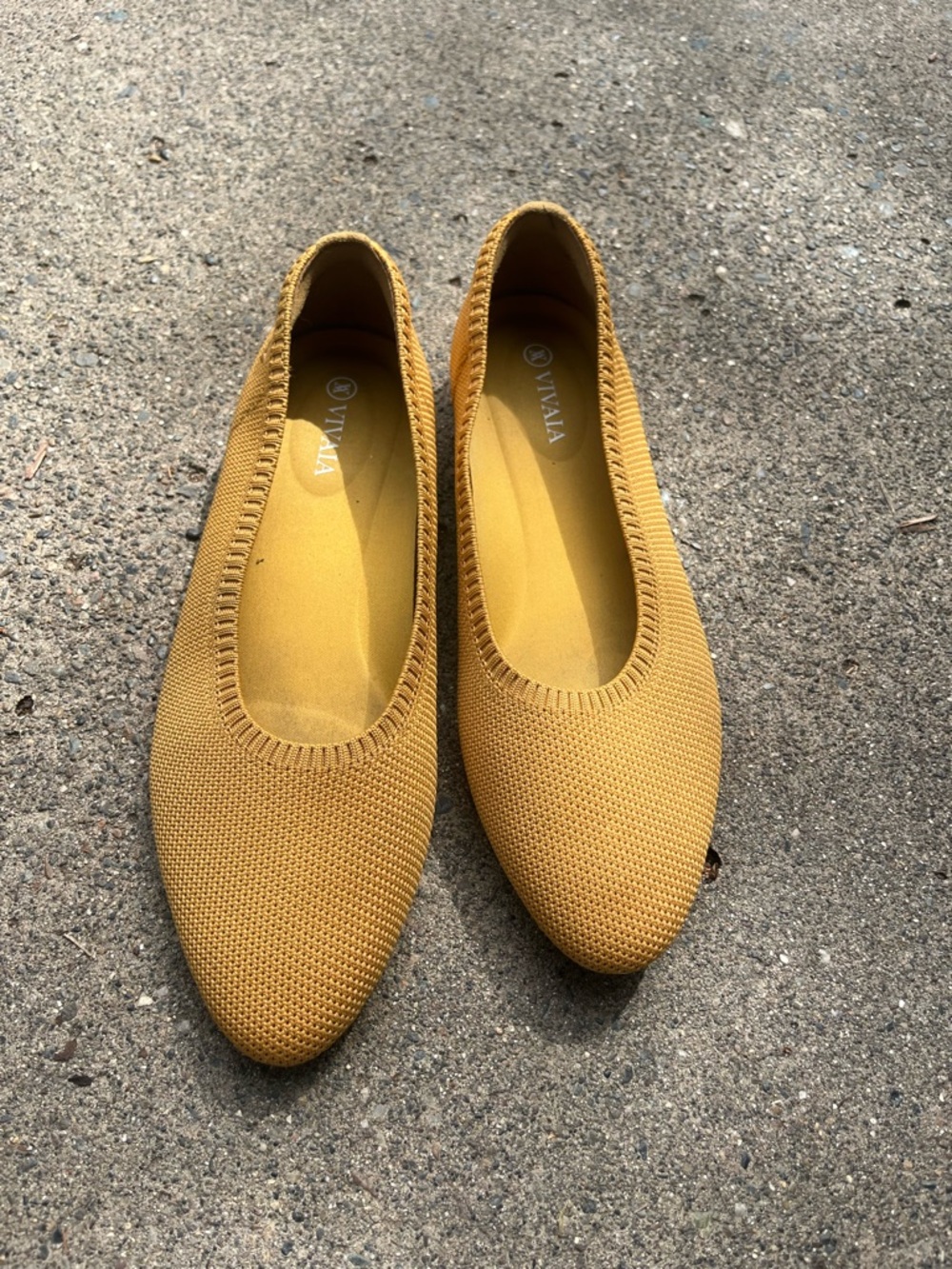 Vivaia Women's Mustard Knit Ballet Flats Size 37.5